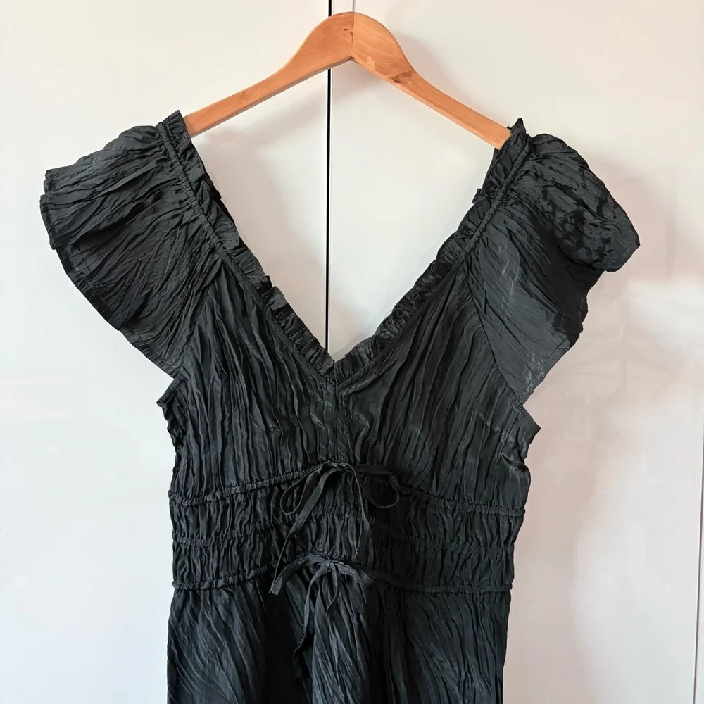 J. Crew Black Palermo Viscose Blend Crinkle Dress - Picture 5 of 13
